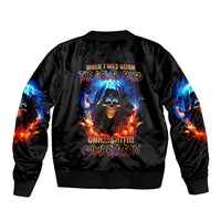 Flame Skull Bomber Jacket When I Was Born The Devil Said Competition - Wonder Print Shop