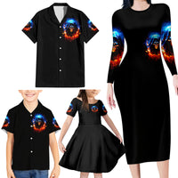 Flame Skull Family Matching Long Sleeve Bodycon Dress and Hawaiian Shirt When I Was Born The Devil Said Competition - Wonder Print Shop