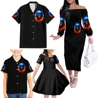 Flame Skull Family Matching Off Shoulder Long Sleeve Dress and Hawaiian Shirt When I Was Born The Devil Said Competition - Wonder Print Shop
