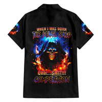 Flame Skull Family Matching Off Shoulder Maxi Dress and Hawaiian Shirt When I Was Born The Devil Said Competition - Wonder Print Shop