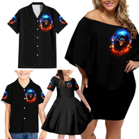 Flame Skull Family Matching Off Shoulder Short Dress and Hawaiian Shirt When I Was Born The Devil Said Competition - Wonder Print Shop