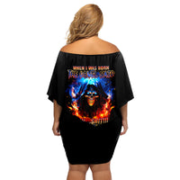 Flame Skull Family Matching Off Shoulder Short Dress and Hawaiian Shirt When I Was Born The Devil Said Competition - Wonder Print Shop