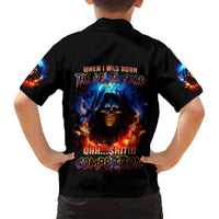 Flame Skull Family Matching Short Sleeve Bodycon Dress and Hawaiian Shirt When I Was Born The Devil Said Competition - Wonder Print Shop