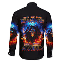 Flame Skull Family Matching Short Sleeve Bodycon Dress and Hawaiian Shirt When I Was Born The Devil Said Competition - Wonder Print Shop