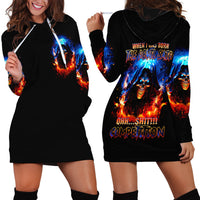 Flame Skull Hoodie Dress When I Was Born The Devil Said Competition - Wonder Print Shop