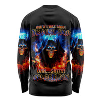 Flame Skull Long Sleeve Shirt When I Was Born The Devil Said Competition - Wonder Print Shop