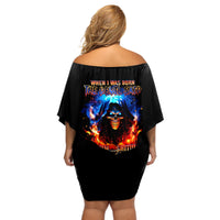 Flame Skull Off Shoulder Short Dress When I Was Born The Devil Said Competition - Wonder Print Shop