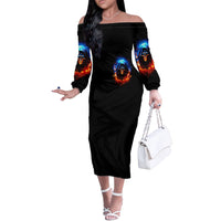 Flame Skull Off The Shoulder Long Sleeve Dress When I Was Born The Devil Said Competition - Wonder Print Shop