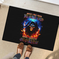 Flame Skull Rubber Doormat When I Was Born The Devil Said Competition - Wonder Print Shop