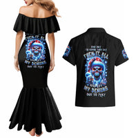Skull Santa Claus Couples Matching Mermaid Dress and Hawaiian Shirt One Day Say Fuck Itt All And Let My Demons Out - Wonder Print Shop