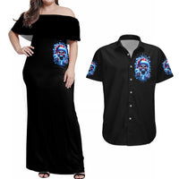 Skull Santa Claus Couples Matching Off Shoulder Maxi Dress and Hawaiian Shirt One Day Say Fuck Itt All And Let My Demons Out - Wonder Print Shop