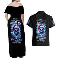 Skull Santa Claus Couples Matching Off Shoulder Maxi Dress and Hawaiian Shirt One Day Say Fuck Itt All And Let My Demons Out - Wonder Print Shop