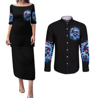 Skull Santa Claus Couples Matching Puletasi Dress and Long Sleeve Button Shirt One Day Say Fuck Itt All And Let My Demons Out - Wonder Print Shop