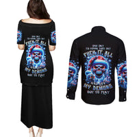 Skull Santa Claus Couples Matching Puletasi Dress and Long Sleeve Button Shirt One Day Say Fuck Itt All And Let My Demons Out - Wonder Print Shop