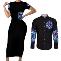 Skull Santa Claus Couples Matching Short Sleeve Bodycon Dress and Long Sleeve Button Shirt One Day Say Fuck Itt All And Let My Demons Out - Wonder Print Shop