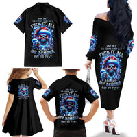 Skull Santa Claus Family Matching Off Shoulder Long Sleeve Dress and Hawaiian Shirt One Day Say Fuck Itt All And Let My Demons Out - Wonder Print Shop