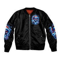 Skull Santa Claus Sleeve Zip Bomber Jacket One Day Say Fuck Itt All And Let My Demons Out - Wonder Print Shop