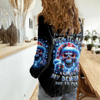Skull Santa Claus Women Casual Shirt One Day Say Fuck Itt All And Let My Demons Out - Wonder Print Shop