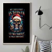 Skull Santa Claus Canvas Wall Art My Give A Fuck Is Broken My Go Fuck Yourself - Wonder Print Shop