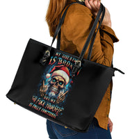 Skull Santa Claus Leather Tote Bag My Give A Fuck Is Broken My Go Fuck Yourself - Wonder Print Shop
