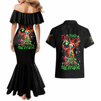 Skeleton Santa Claus Couples Matching Mermaid Dress and Hawaiian Shirt Hello Darkness My Old Friend - Wonder Print Shop