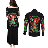 Skeleton Santa Claus Couples Matching Puletasi Dress and Long Sleeve Button Shirt Hello Darkness My Old Friend - Wonder Print Shop