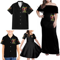 Skeleton Santa Claus Family Matching Off Shoulder Maxi Dress and Hawaiian Shirt Hello Darkness My Old Friend - Wonder Print Shop