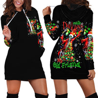 Skeleton Santa Claus Hoodie Dress Hello Darkness My Old Friend - Wonder Print Shop