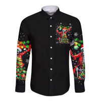 Skeleton Santa Claus Long Sleeve Button Shirt Hello Darkness My Old Friend - Wonder Print Shop