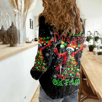 Skeleton Santa Claus Women Casual Shirt Hello Darkness My Old Friend - Wonder Print Shop