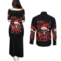 Skull Santa Claus Couples Matching Puletasi Dress and Long Sleeve Button Shirt Hello Darkness My Old Friend - Wonder Print Shop
