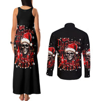 Skull Santa Claus Couples Matching Tank Maxi Dress and Long Sleeve Button Shirt Hello Darkness My Old Friend - Wonder Print Shop