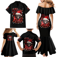 Skull Santa Claus Family Matching Mermaid Dress and Hawaiian Shirt Hello Darkness My Old Friend - Wonder Print Shop