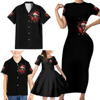 Skull Santa Claus Family Matching Short Sleeve Bodycon Dress and Hawaiian Shirt Hello Darkness My Old Friend - Wonder Print Shop