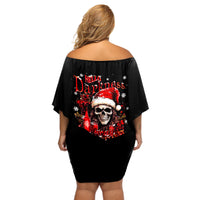 Skull Santa Claus Off Shoulder Short Dress Hello Darkness My Old Friend - Wonder Print Shop