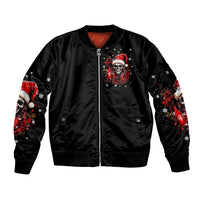 Skull Santa Claus Sleeve Zip Bomber Jacket Hello Darkness My Old Friend - Wonder Print Shop