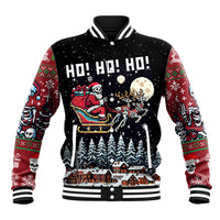 Skeleton Santa Claus Baseball Jacket Santa Is Coming Ho Ho Ho - Wonder Print Shop