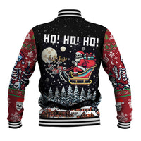 Skeleton Santa Claus Baseball Jacket Santa Is Coming Ho Ho Ho - Wonder Print Shop