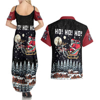 Skeleton Santa Claus Couples Matching Summer Maxi Dress and Hawaiian Shirt Santa Is Coming Ho Ho Ho - Wonder Print Shop