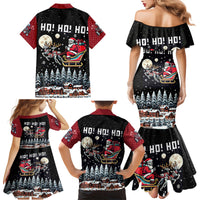Skeleton Santa Claus Family Matching Mermaid Dress and Hawaiian Shirt Santa Is Coming Ho Ho Ho - Wonder Print Shop