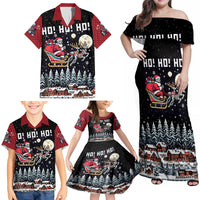 Skeleton Santa Claus Family Matching Off Shoulder Maxi Dress and Hawaiian Shirt Santa Is Coming Ho Ho Ho - Wonder Print Shop