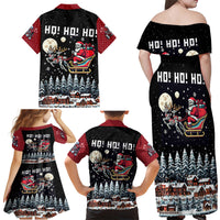 Skeleton Santa Claus Family Matching Off Shoulder Maxi Dress and Hawaiian Shirt Santa Is Coming Ho Ho Ho - Wonder Print Shop