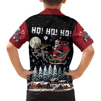 Skeleton Santa Claus Family Matching Off Shoulder Short Dress and Hawaiian Shirt Santa Is Coming Ho Ho Ho - Wonder Print Shop