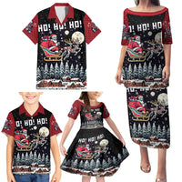 Skeleton Santa Claus Family Matching Puletasi Dress and Hawaiian Shirt Santa Is Coming Ho Ho Ho - Wonder Print Shop
