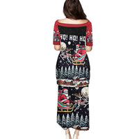 Skeleton Santa Claus Family Matching Puletasi Dress and Hawaiian Shirt Santa Is Coming Ho Ho Ho - Wonder Print Shop