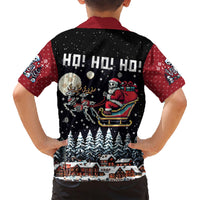 Skeleton Santa Claus Family Matching Short Sleeve Bodycon Dress and Hawaiian Shirt Santa Is Coming Ho Ho Ho - Wonder Print Shop