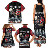 Skeleton Santa Claus Family Matching Tank Maxi Dress and Hawaiian Shirt Santa Is Coming Ho Ho Ho - Wonder Print Shop