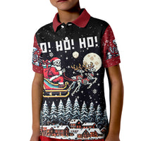 Skeleton Santa Claus Kid Polo Shirt Santa Is Coming Ho Ho Ho - Wonder Print Shop