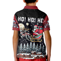 Skeleton Santa Claus Kid Polo Shirt Santa Is Coming Ho Ho Ho - Wonder Print Shop
