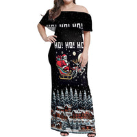 Skeleton Santa Claus Off Shoulder Maxi Dress Santa Is Coming Ho Ho Ho - Wonder Print Shop